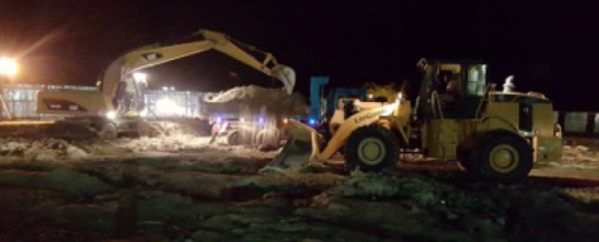 EXCAVATION OF FOUNDATION FOR CONSTRUCTION OF SKYSCRAPER